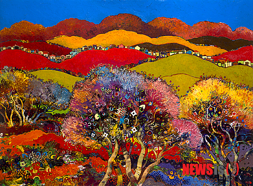 【서울=뉴시스】장 프랑수아 라리유 ‘붉은 땅’(Terre rouge) 130×97㎝, 캔버스에 아크릴, 2013