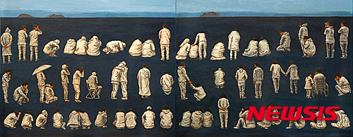 【서울=뉴시스】박은태, 기다리는 사람들, 2015, 캔버스에 아크릴, 187×454cm