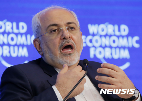 Iranian Foreign Minister Mohammad Javad Zarif speaks at the World Economic Forum in Davos, Switzerland, Tuesday, Jan. 17, 2017. (AP Photo/Michel Euler)