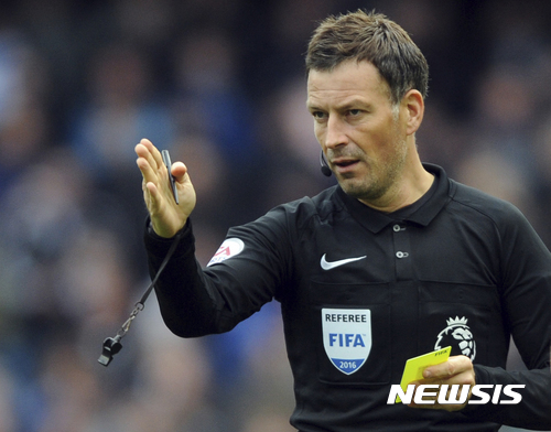 FILE - This is a Sunday, Oct. 23, 2016 file photo of English referee Mark Clattenburg during the English Premier League soccer match between Manchester City and Southampton at the Etihad Stadium in Manchester, England. Clattenburg, who refereed the top games in world soccer in 2016, is quitting the Premier League for a job in Saudi Arabia. The English refereeing organization announced Thursday Feb. 16, 2017 that Clattenburg's departure in a statement which didn't specify the role he will take in the Middle East nation.