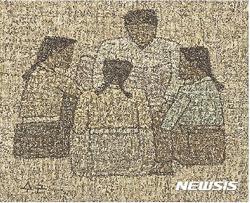 【서울=뉴시스】박수근, 여인과 소녀들, 22x25.5cm, Oil on hardboard, 1962