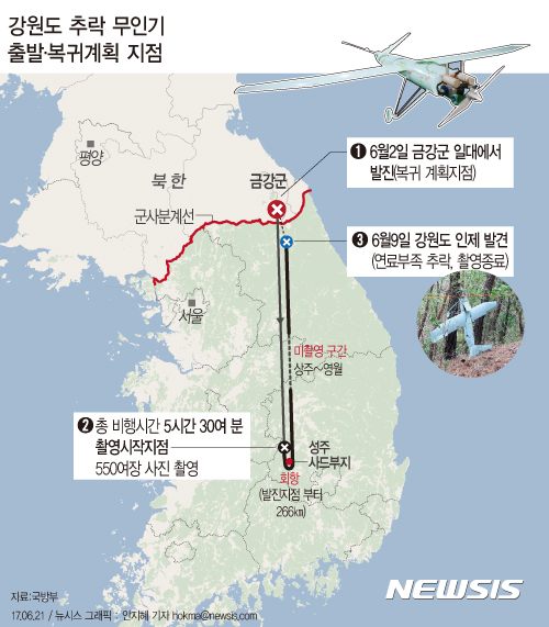 【서울=뉴시스】안지혜 기자 =  국방부는 지난 9일 강원 인제 지역에서 발견된 소형 무인기에 대해 과학적 조사를 진행한 결과 북한의 소행임을 확인했다고 21일 밝혔다. hokma@newsis.com