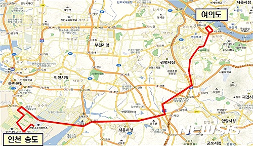 【서울=뉴시스】인천 송도~여의도 노선(M6635번) (제공=국토교통부)