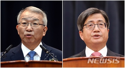 【서울=뉴시스】양승태(왼쪽) 전 대법원장과 김명수 대법원장. 뉴시스DB