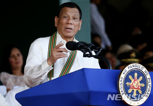 【타구이그=AP/뉴시스】 로드리고 두테르테 필리핀 대통령의 모습. (사진=뉴시스DB). 2018. 3. 20.