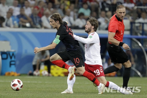 크로아티아와 덴마크의 러시아 월드컵 16강전