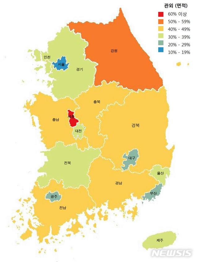 【서울=뉴시스】시도외 거주자의 토지소유 면적 비율 (제공=국토교통부)