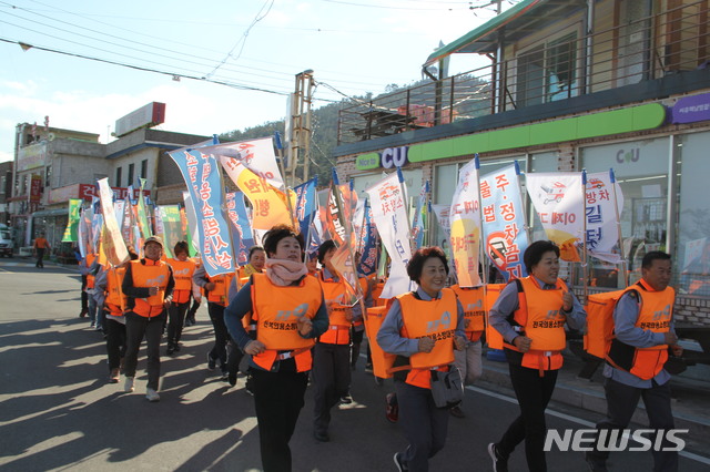 【서울=뉴시스】의용소방대원들이 지난해 11월 6일 제56주년 소방의 날을 맞아 소방관서와 합동으로 '국민안전문화 확산 릴레이 캠페인'을 실시한 모습. (사진= 뉴시스 DB)