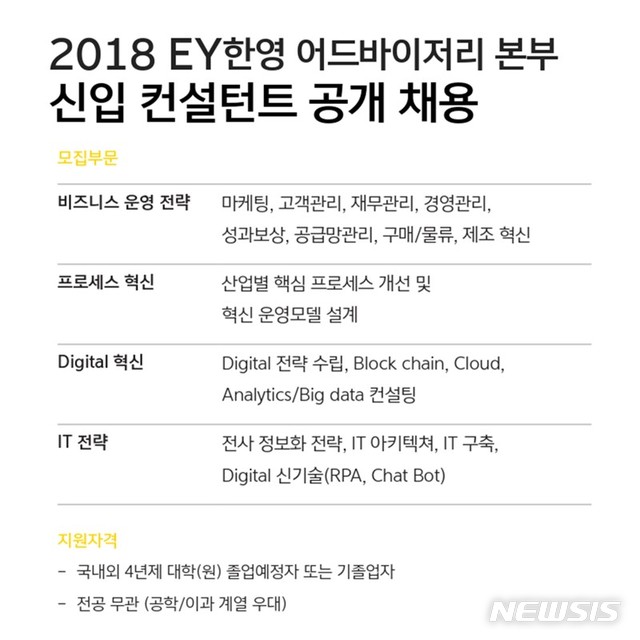 EY한영 어드바이저리 본부, 신입 컨설턴트 공개 채용