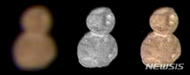 모습 드러낸 '태양계 끝' 울티마 툴레 천체…거대 눈사람 모양 