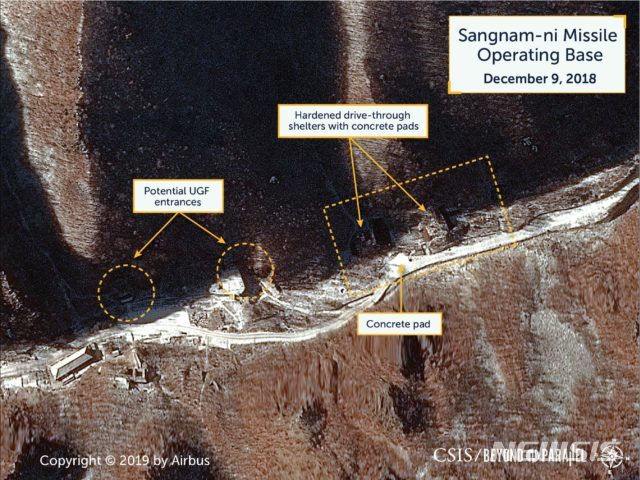 【서울=뉴시스】 안호균 기자 = 미국 싱크탱크 전략국제문제연구소(CSIS)는 15일(현지시간) ) 북한 전문 사이트 '분단을 넘어(BEYOND PARALLEL)'에 북한 상남리(Sangnam-ni) 미사일 기지에 대한 보고서를 발표했다. 2019.2.16(사진 출처 : 분단을 넘어 홈페이지)