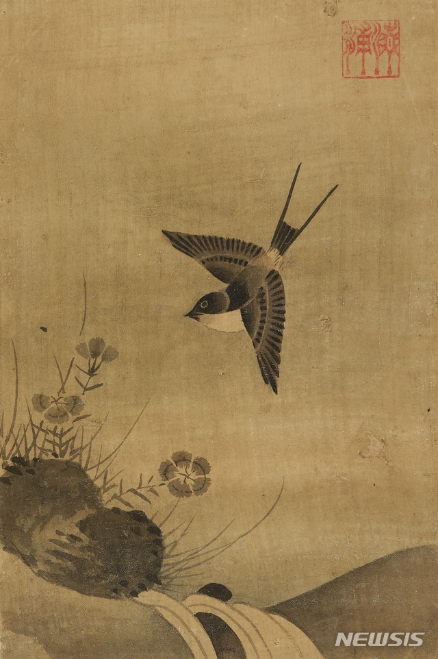 패랭이꽃과 제비, 김식, 조선 17세기