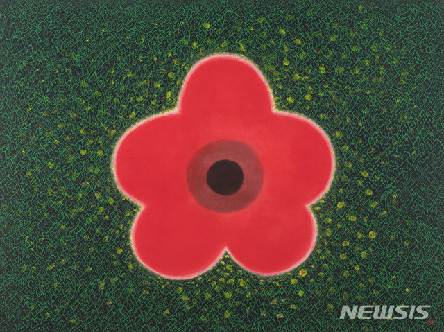 【서울=뉴시스】 화홍산수, Red Flower Landscape, 2017, Mixed media, 193×259cm