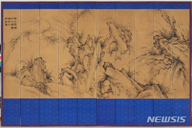 난초 바위 그림 병풍(난석도병), 김응원, 20세기 초