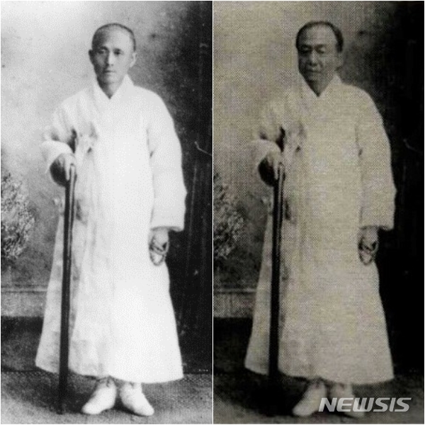 홍암 나철(왼쪽)과 극중 풍사 김제석