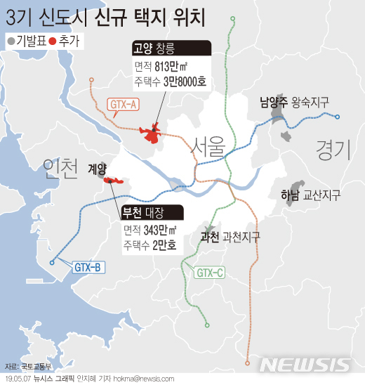 【그래픽=뉴시스】3기 신도시 신규 택지 위치. 