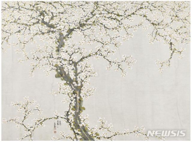 【서울=뉴시스】허달재 < 매화 > 2008 Indian ink and colors on Korean paper 120 x 160 cm 이미지 제공 : 표갤러리