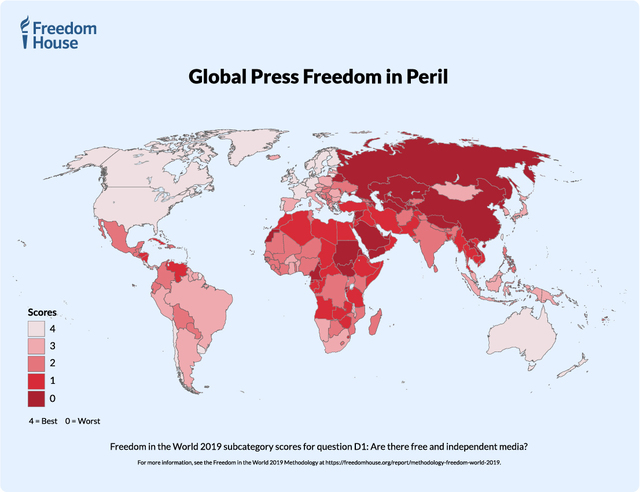 프리덤하우스 "북한·중국, 언론자유 0점"