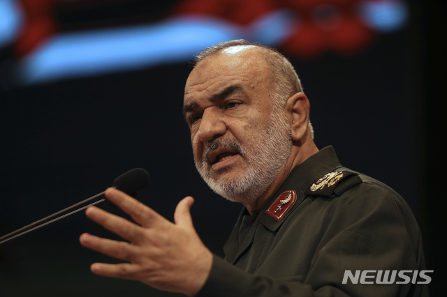 【테헤란=AP/뉴시스】호세인 살라미 이란 혁명수비대 총사령관이 지난해 2018년 11월 2일 테헤란에서 열린 회의에 참석했을 당시의 모습. 2019.07.20.
