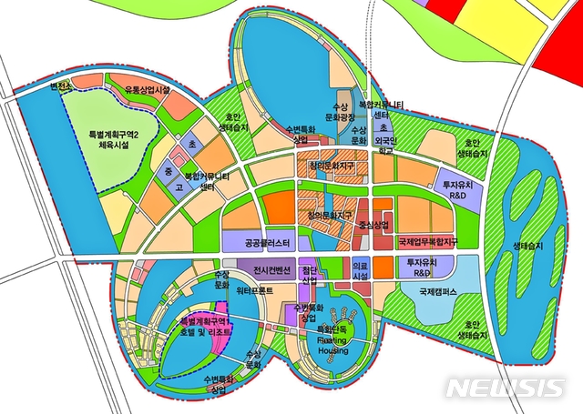 【군산=뉴시스】 고석중 기자= 26일 새만금개발청이 새만금사업지역 국제협력용지에 '자족형 스마트 수변도시’를 조성할 계획이라며 토지이용계획(안)을 공개했다. 2019.08.26. (사진=새만금개발청 제공) photo@newsis.com 