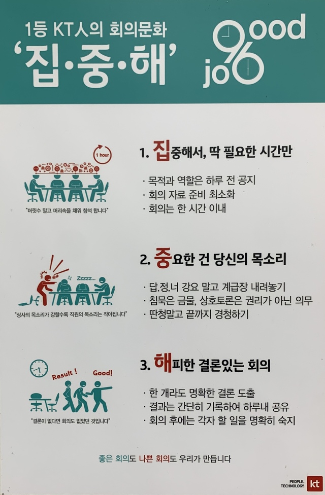 [서울=뉴시스]KT의 '집·중·해' 회의문화 캠페인 포스터 (이미지=KT 제공) 