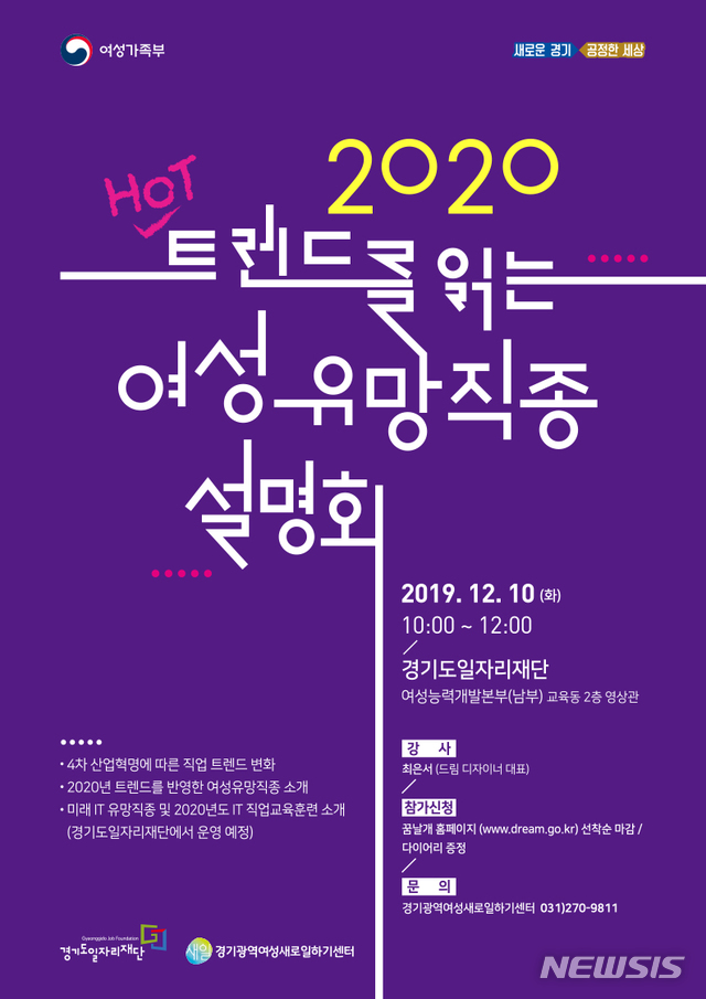 경기도일자리재단, '2020 여성 유망일자리' 설명회