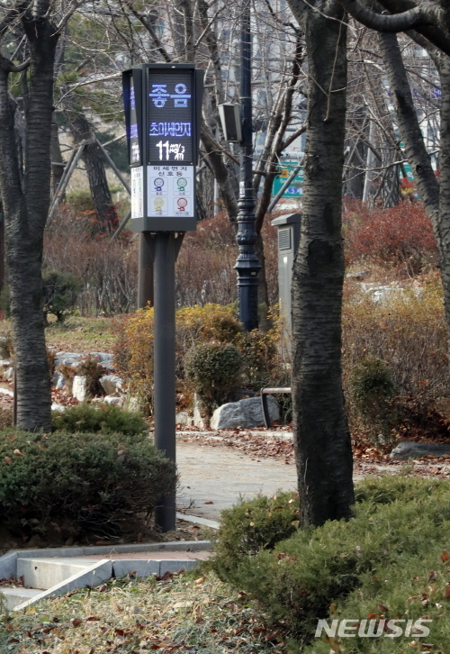 [서울=뉴시스]서울 송파구 미세먼지 신호등. 2019.12.15. (사진=송파구 제공)