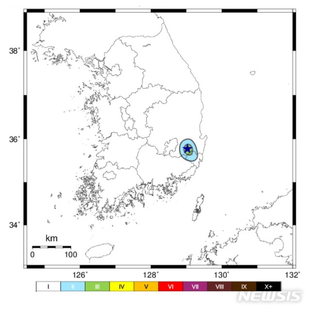 [서울=뉴시스]9일 오후 2시41분께 경북 경주시 서남서쪽18㎞ 지역에서 규모 2.4의 지진이 발생했다. (사진=기상청 제공) 2020.2.9