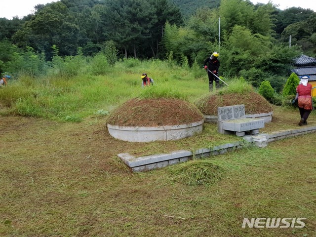 [창원=뉴시스] 산림조합, 벌초 및 묘지관리 대행서비스. (사진=산림조합 부울경 제공). 2020.08.26. photo@newsis.com