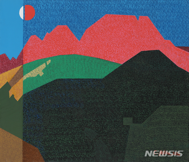 [서울=뉴시스] 최예택, 붉은산의 환타지 53.0x45.5cm 2020 mixed media 500만원