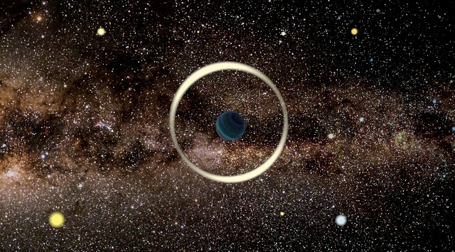 [서울=뉴시스] 미시중력렌즈 방법으로 발견한 나홀로 행성의 상상도.