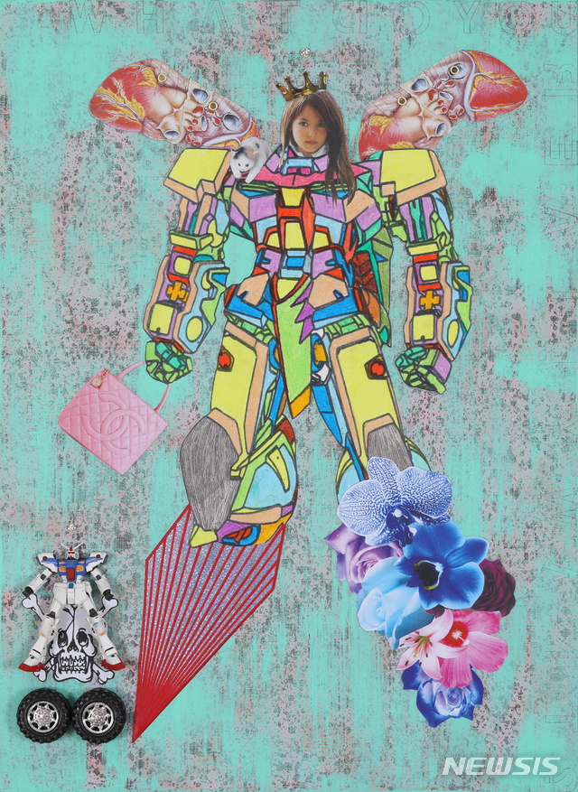 [서울=뉴시스] Nancy Lang. Taboo Yogini- Dreamer M219 . 72.7x53cm. Mixed media on canvas with resin. 2020