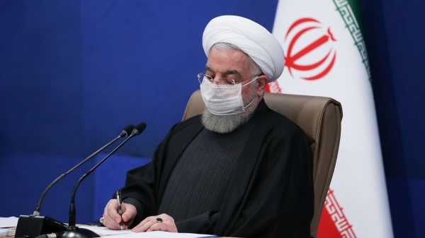 [서울=뉴시스]하산 로하니 이란 대통령이 3일(현지시간) 수도 테헤란에서 국무회의를 주재하고 있다. (사진 = 이란 대통령실 홈페이지 갈무리) 2021.03.03