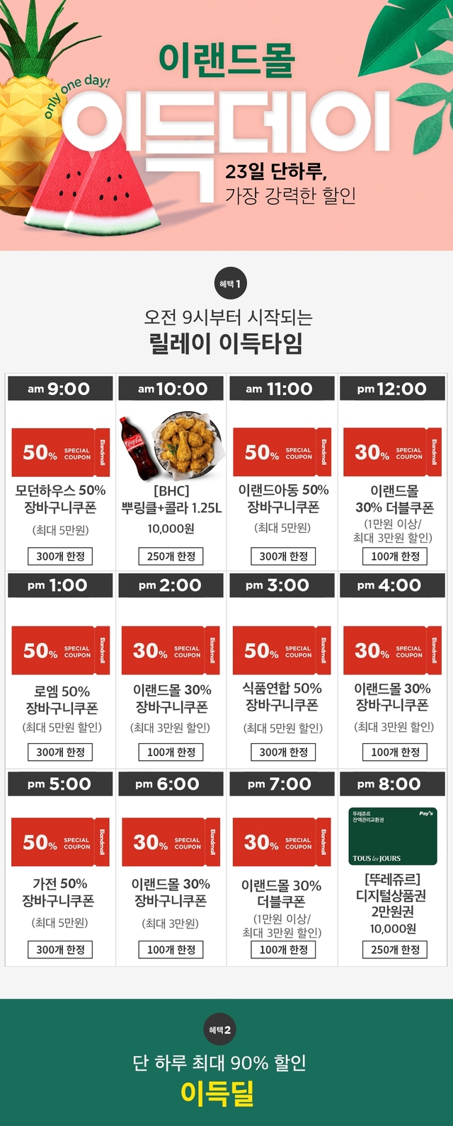  이랜드몰 23일 '8월 이득데이' *재판매 및 DB 금지