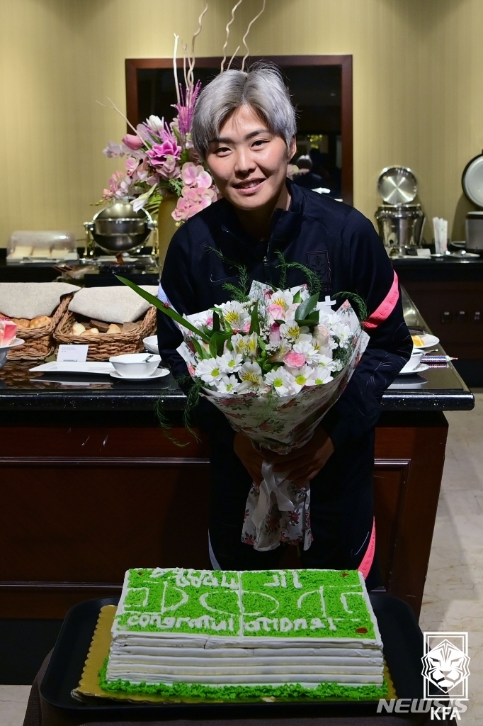 [서울=뉴시스] 한국축구 남녀 통틀어 A매치 최다골 신기록을 세운 지소연. (사진=대한축구협회 제공)