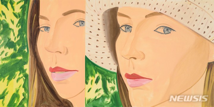 [서울=뉴시스]Alex Katz 밀짚 모자 2, 2021 Oil on linen 121.9 x 243.8 cm (48 x 96 in),Courtesy Thaddaeus Ropac gallery London •Paris • Salzburg • Seoul. Photo: Paul Takeuch