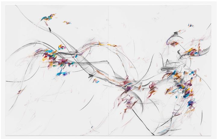 Xiyao Wang, Allongé n°1, 2023, Oil stick, charcoal on canvas. 190 × 300 cm | 74 13/16 × 59 1/16 in. Photo: Studio XW. Courtesy of the Artist and Perrotin. *재판매 및 DB 금지