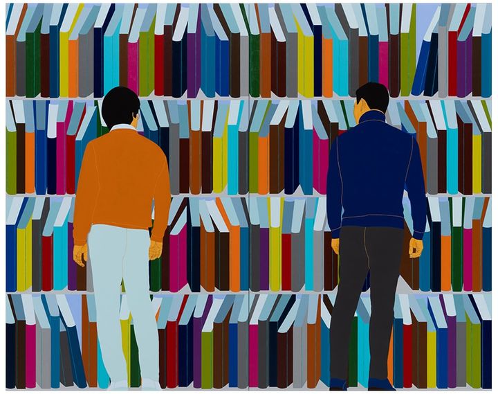 오병재, <문양화된 지적 이미지-예상치 못한 남자>, 2023, Acrylic on Linen 192x120cm 2EA *재판매 및 DB 금지