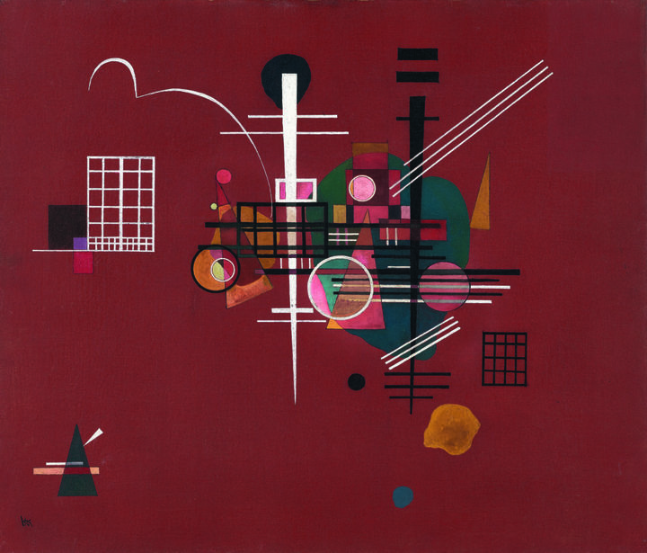 바실리 칸딘스키 (Wassily Kandinsky, 1866-1944), 짙은 빨강(Dumpfes Rot),oil on canvas, 66 x 76 cm. Painted in Dessau in June 1927. 추정가: HK$18,000,000 – 28,000,000 (한화 약 30 억 – 47 억 원) *재판매 및 DB 금지