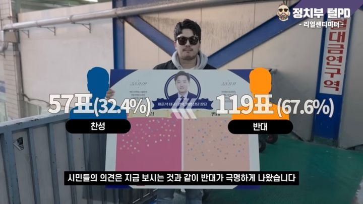 정치·사회 유튜버 정치부 털PD가 대구 서문시장에서 '이준석 신당'에 대한 찬반 여론을 조사했다. (사진=유튜브 채널 정치부 털PD 캡처) *재판매 및 DB 금지