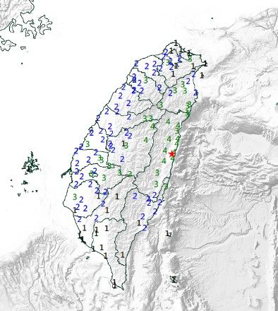 대만 동부 화롄현에서 22일 규모 5.9 지진이 발생했다.(사진출처: 대만 교통부 중앙기상서 홈페이지 캡처) 2024.04.23