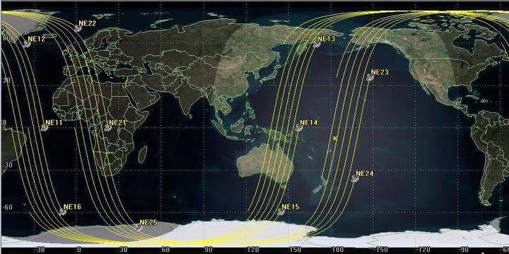 초소형 위성 군집 시스템의 지상 궤적. (사진=과기정통부 제공) *재판매 및 DB 금지