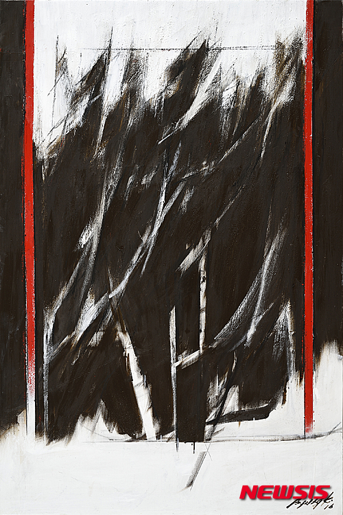 【서울=뉴시스】박현주 기자 =  김병기, 공간반응, 2015, Oil on canvas, 145.3x97cm