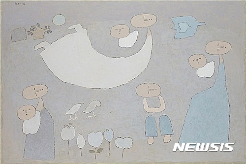 【서울=뉴시스】나르는 모자. 1988. 백영수 화백 개인전이 23일부터 아트사이드갤러리에서 열린다. 나르는 모자. 1988