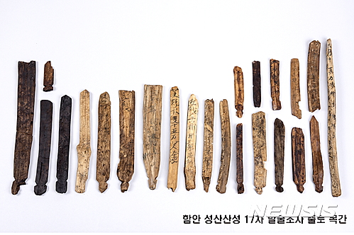 【서울=뉴시스】함안 성산산성 17차 발굴조사 출토 목간