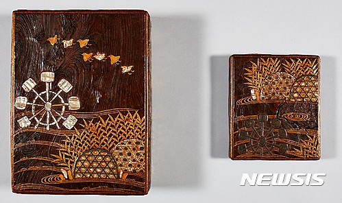 【서울=뉴시스】마키에 종이상자와 벼루상자, 38×28.3㎝(대), 모모야마시대 16세기, 나무에 칠