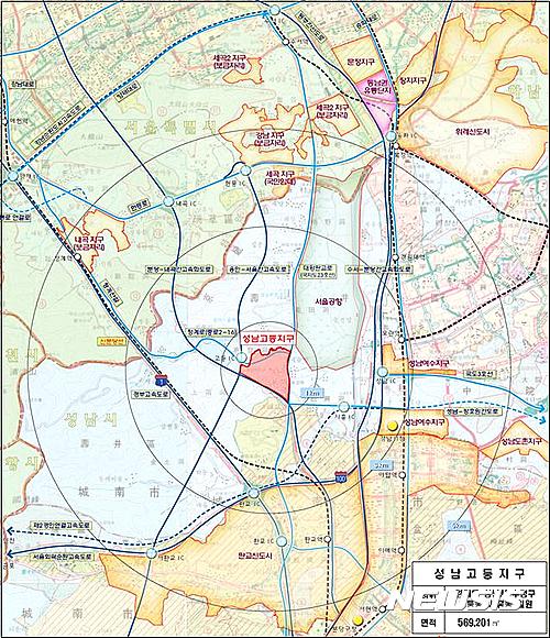 【수원=뉴시스】 성남고등지구 위치도. 2017.03.20. (사진=LH 경기본부 제공)  photo@newsis.com