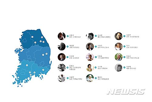 【서울=뉴시스】문화체육관광부는 지역 명사와의 만남을 통해 우리나라의 숨겨진 매력을 재발견할 수 있는 '지역 명사와 함께하는 문화여행' 사업을 추진한다고 22일 밝혔다. 그래픽 내 사진은 각 지역별 명사. 2017.3.22(그래픽=문화체육관광부 제공)  photo@newsis.com 