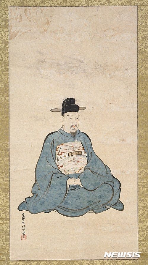【서울=뉴시스】가노 쓰네노부 필 조태억 초상, 97.5×49.1㎝, 에도 시대 1711년, 종이에 채색 
