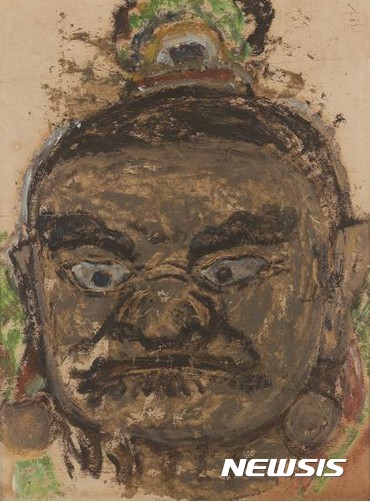 【서울=뉴시스】박수근, 금강역사, 27x20cm, Oil on paper, 1954